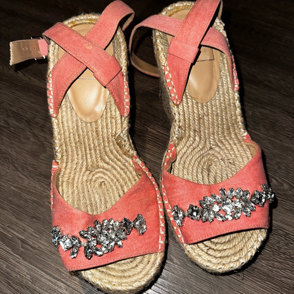 Kaari Blue Coral Espadrilles with Crystal Accents
